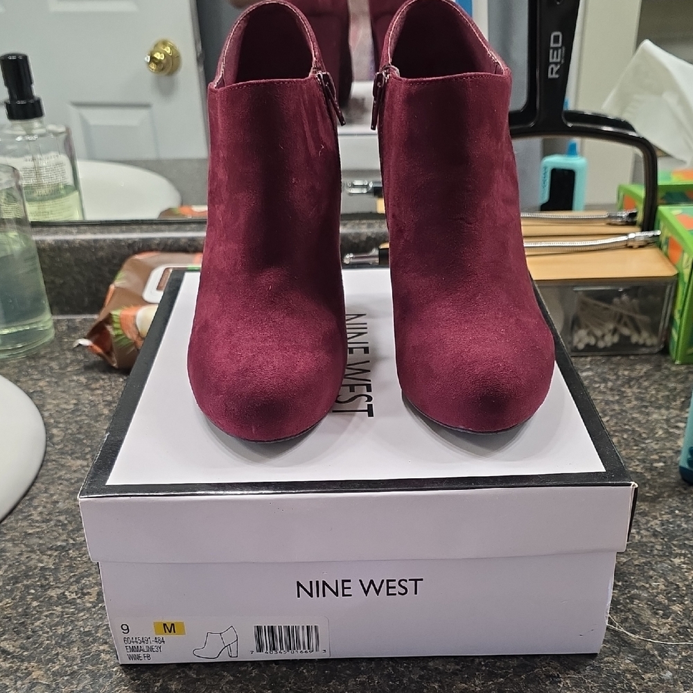 Nine West Wine Suede Ankle Booties